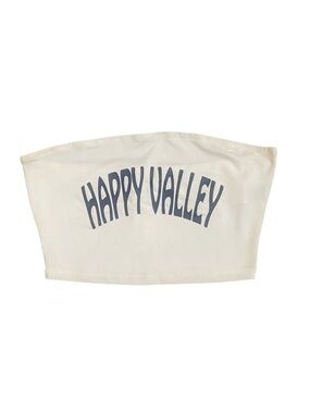 SHEIN White "HAPPY VALLEY" Strapless Crop Top